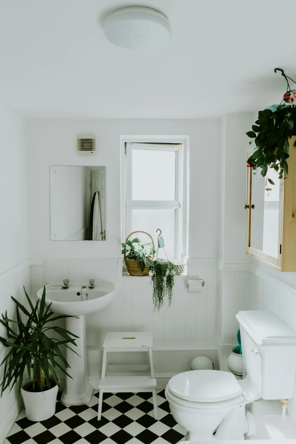 Bright bathroom vanity with natural light